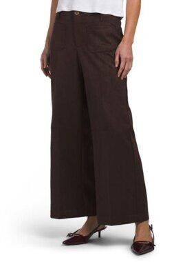 AUTRES FILLES Faux Suede Scuba Wide Leg Ankle Trousers